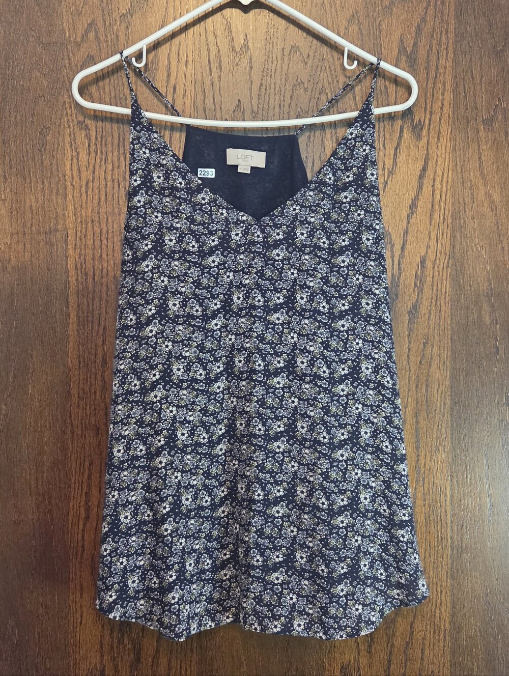 LOFT Navy and White Floral Spaghetti-Strap Cami